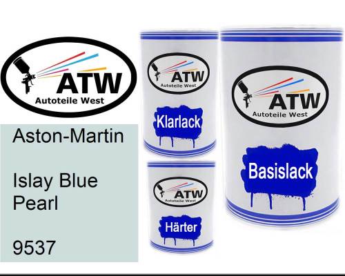 Aston-Martin, Islay Blue Pearl, 9537: 500ml Lackdose + 500ml Klarlack + 250ml Härter - Set, von ATW Autoteile West.